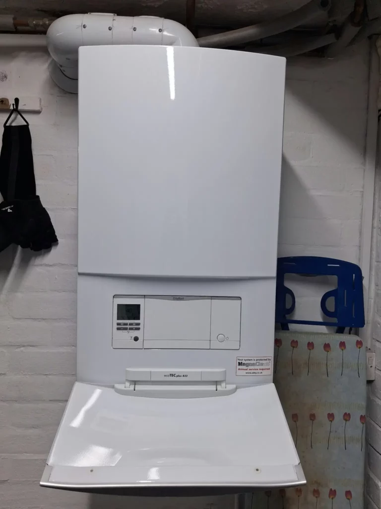 Vaillant ecoTEC plus 832 combi boiler installed in a garage in Hale